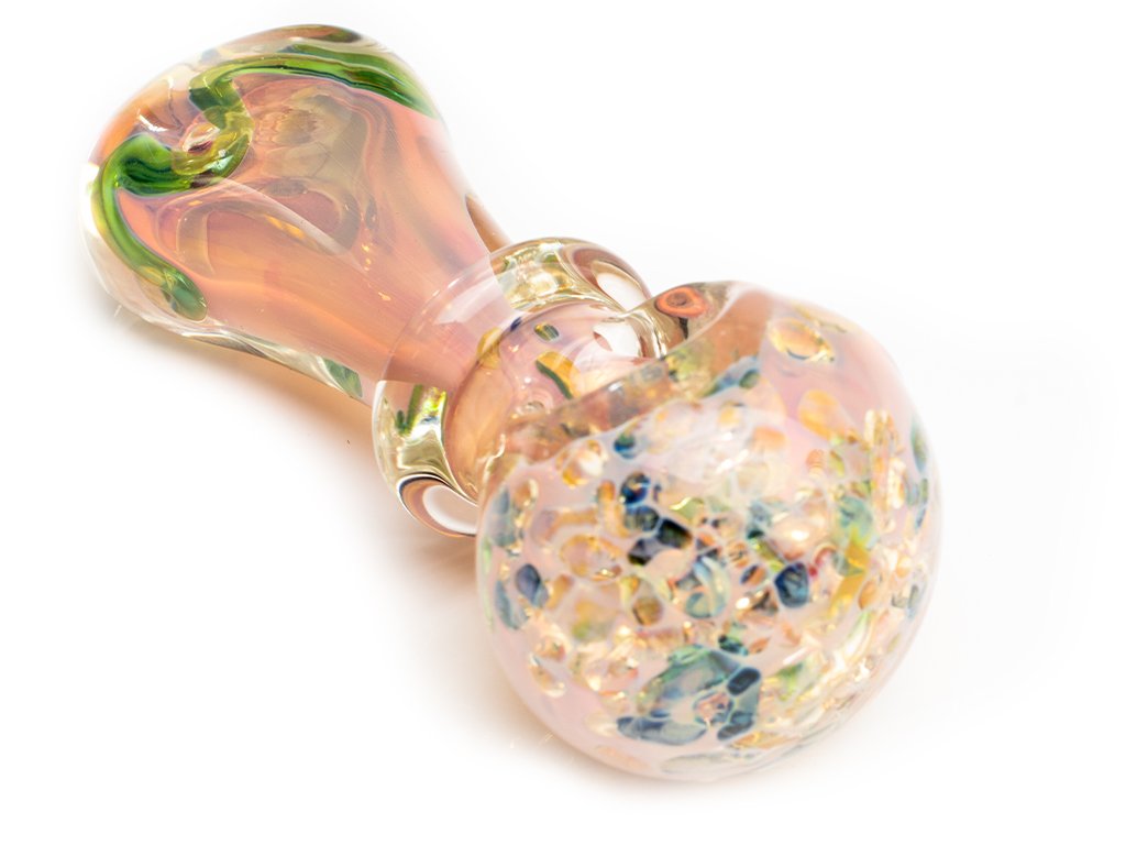 Gold Coral Pipe Fat Buddha Glass