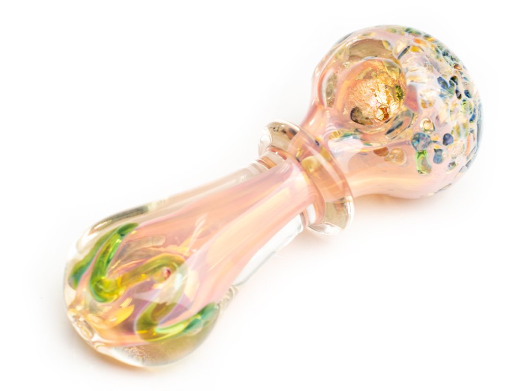 Gold Coral Pipe Fat Buddha Glass
