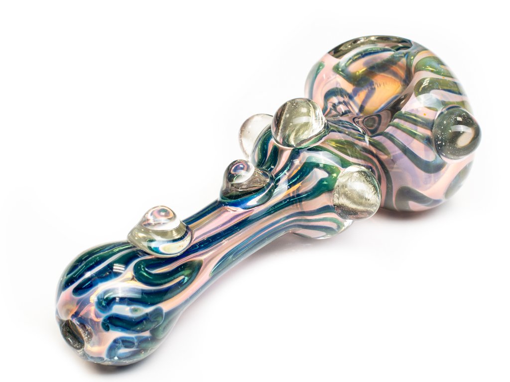 Gold Marble Pipe Fat Buddha Glass