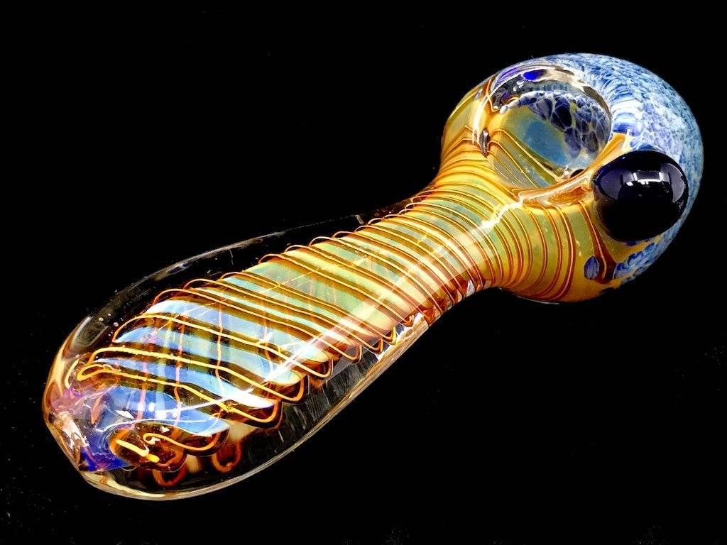 Fat Buddha Glass Pipe Gold Spiral Pipe