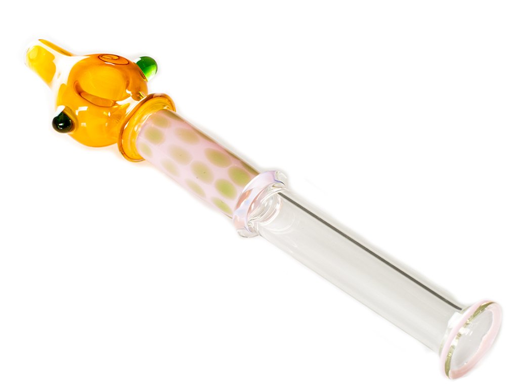 Fat Buddha Glass Pipe Gold Tipped Steamroller