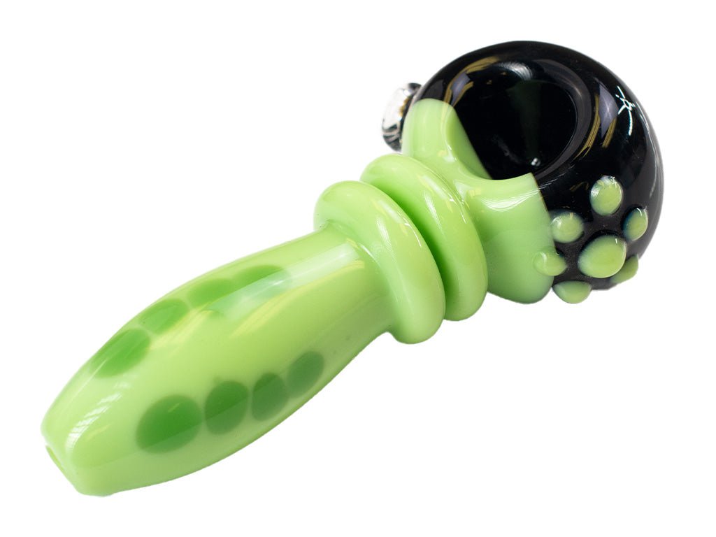 Fat Buddha Glass Pipe Green Black Hat Pipe