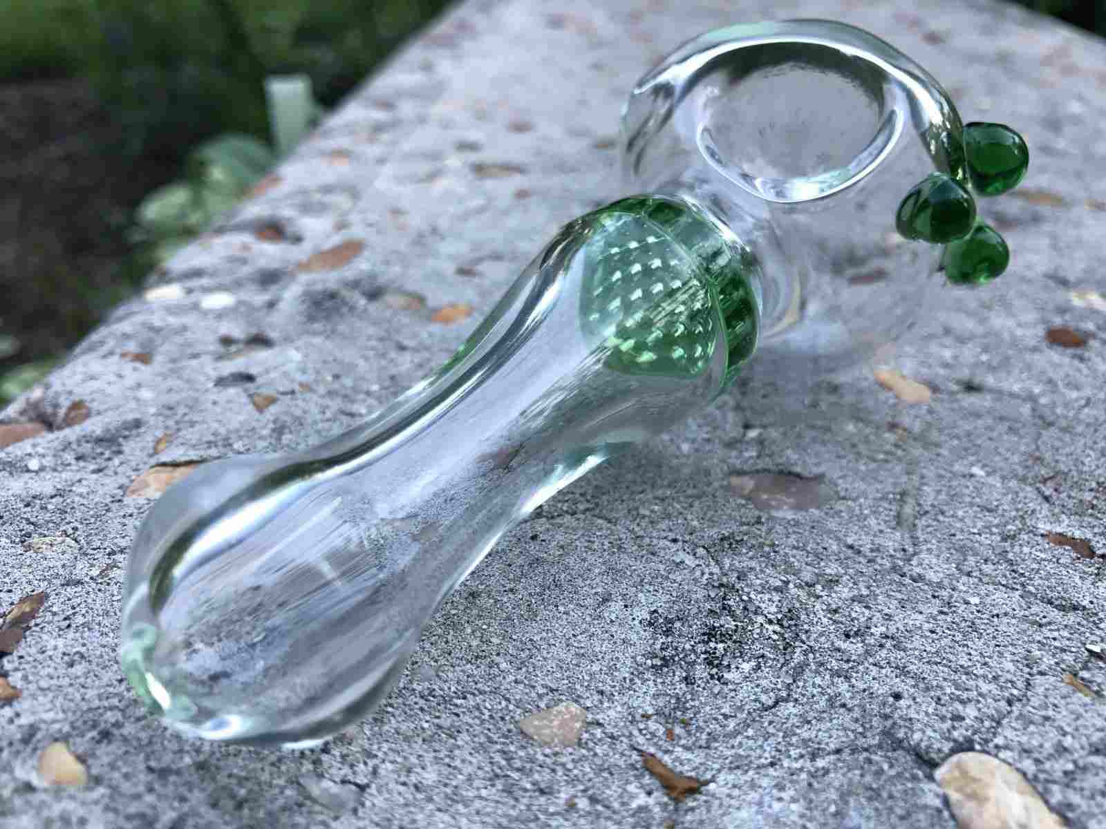Fat Buddha Glass Pipe Green Collectible Honeycomb Tobacco Smoking Pipe Beautiful Smoking Bowl KS33
