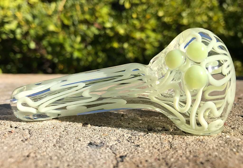 Fat Buddha Glass Pipe Green Slyme Inside Out Pipe