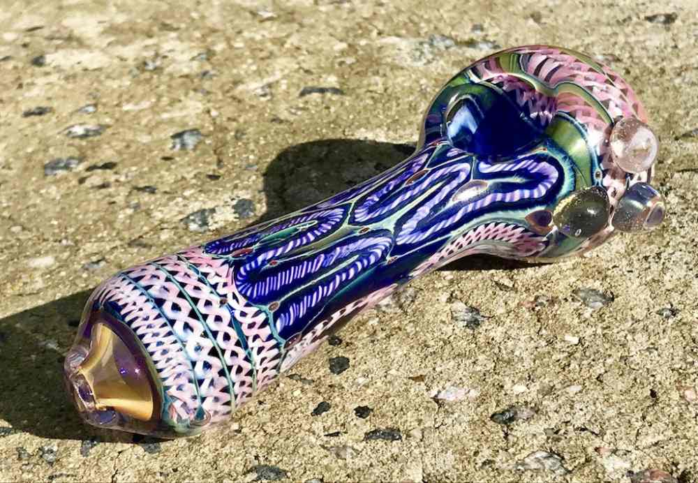 Fat Buddha Glass Pipe Heavy Blue Spiral Glass Pipe KS45