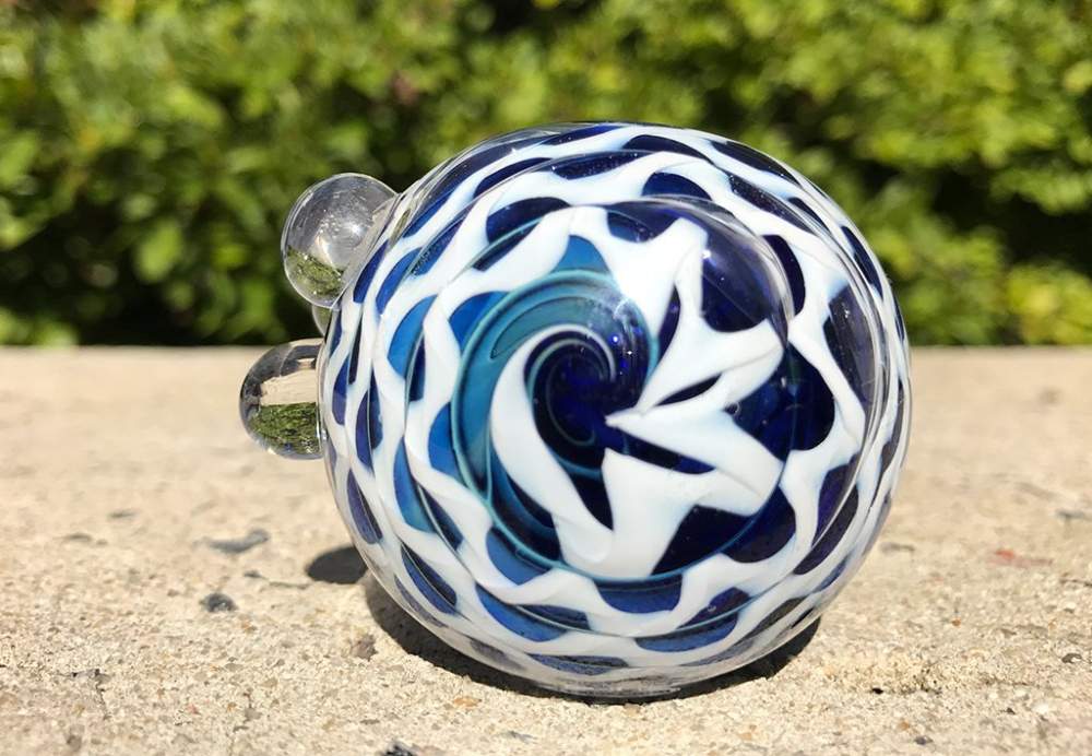 Fat Buddha Glass Pipe Heavy Blue Spiral Glass Pipe KS45