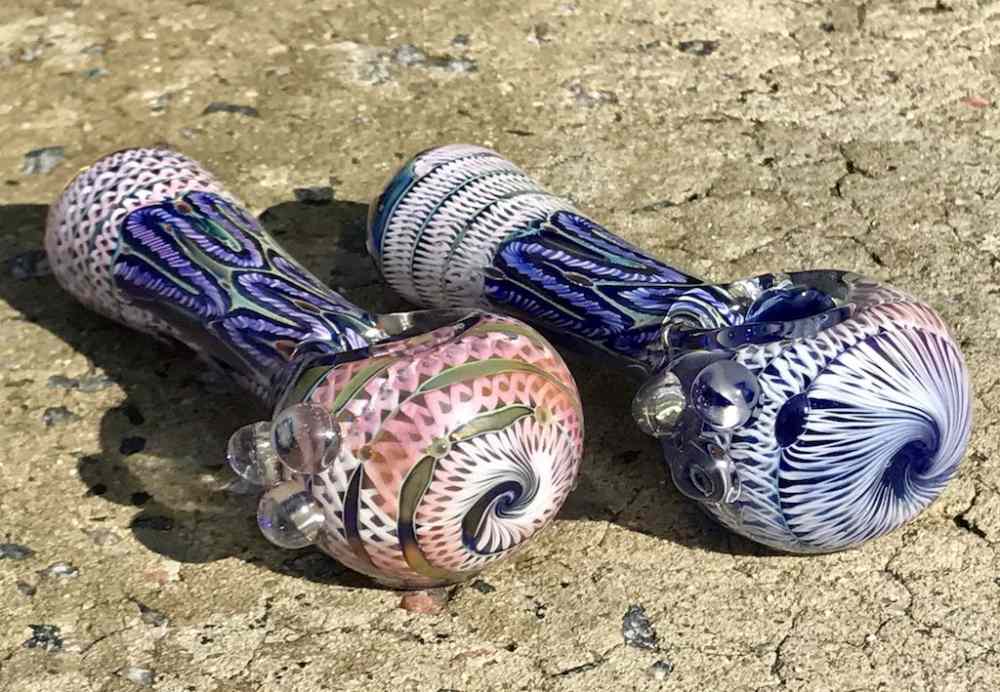 Fat Buddha Glass Pipe Heavy Blue Spiral Glass Pipe KS45