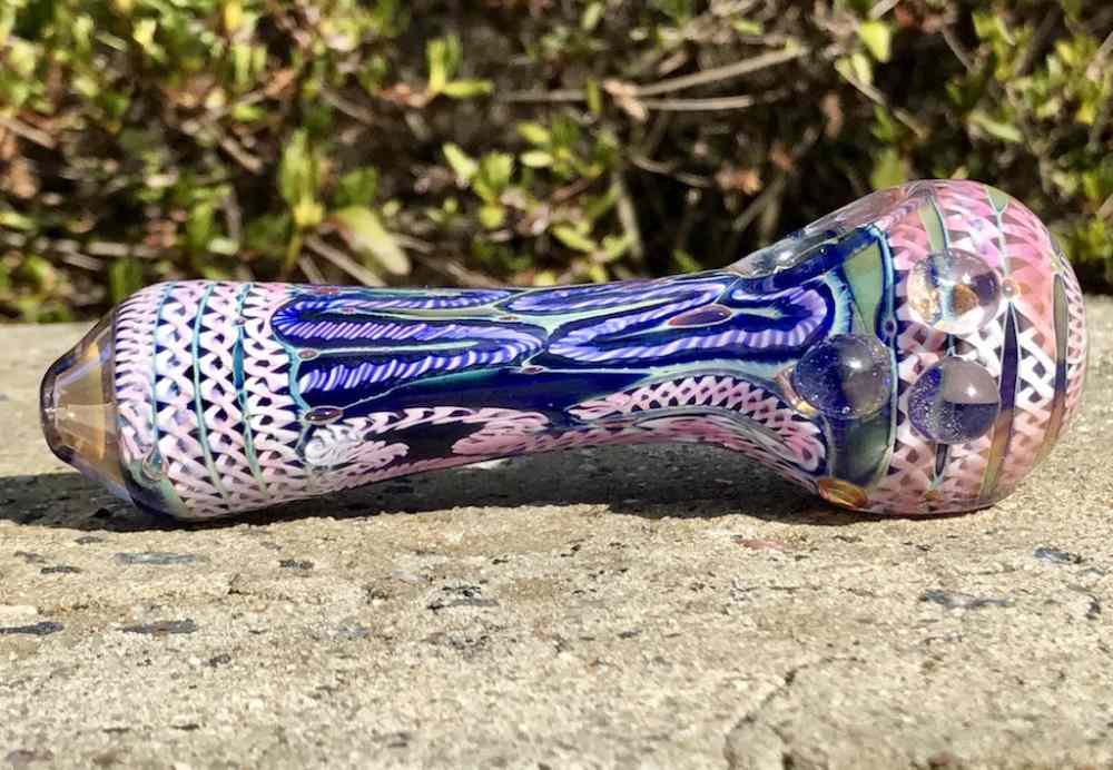 Fat Buddha Glass Pipe Heavy Blue Spiral Glass Pipe KS45