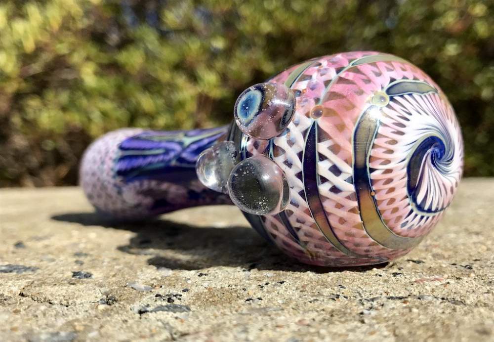 Fat Buddha Glass Pipe Heavy Blue Spiral Glass Pipe KS45
