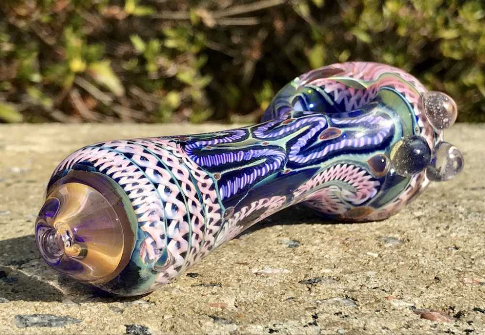 Fat Buddha Glass Pipe Heavy Blue Spiral Glass Pipe KS45