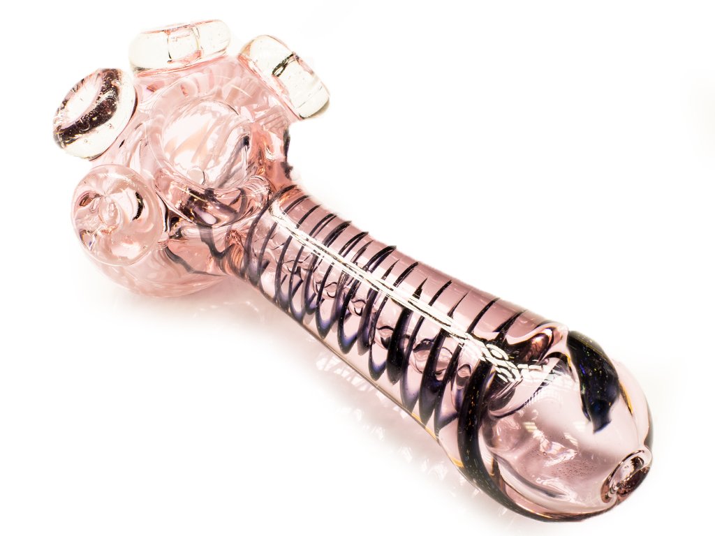 Heavy Dichroic Button Pipe Fat Buddha Glass