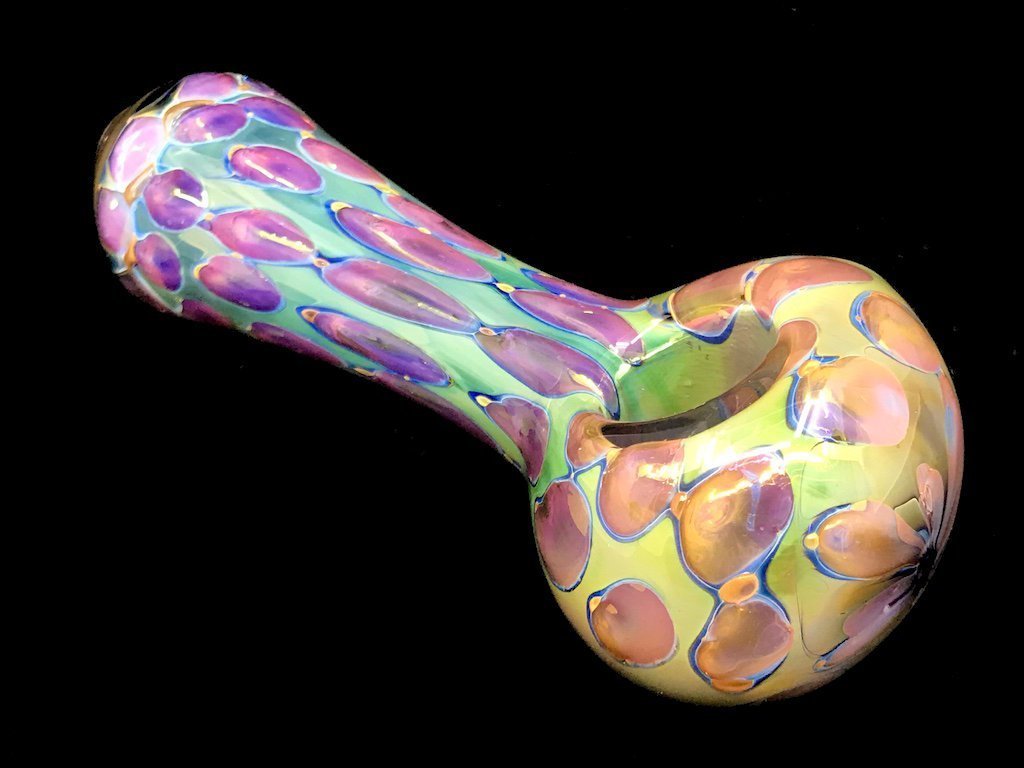 Honeycomb Gold & Silver Fumed Glass Pipe KS31 Fat Buddha Glass