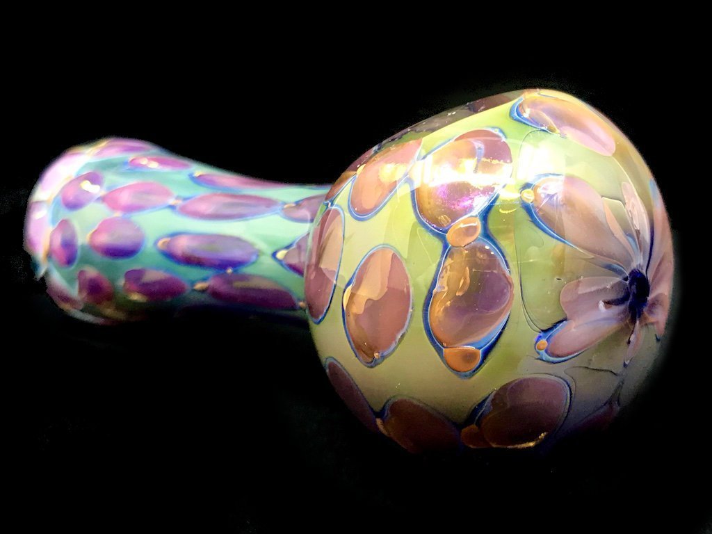 Honeycomb Gold & Silver Fumed Glass Pipe KS31 Fat Buddha Glass