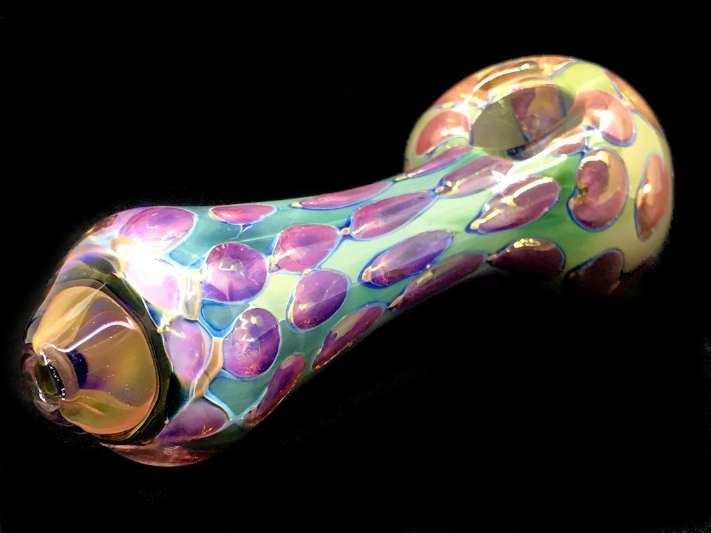 Honeycomb Gold & Silver Fumed Glass Pipe KS31 Fat Buddha Glass