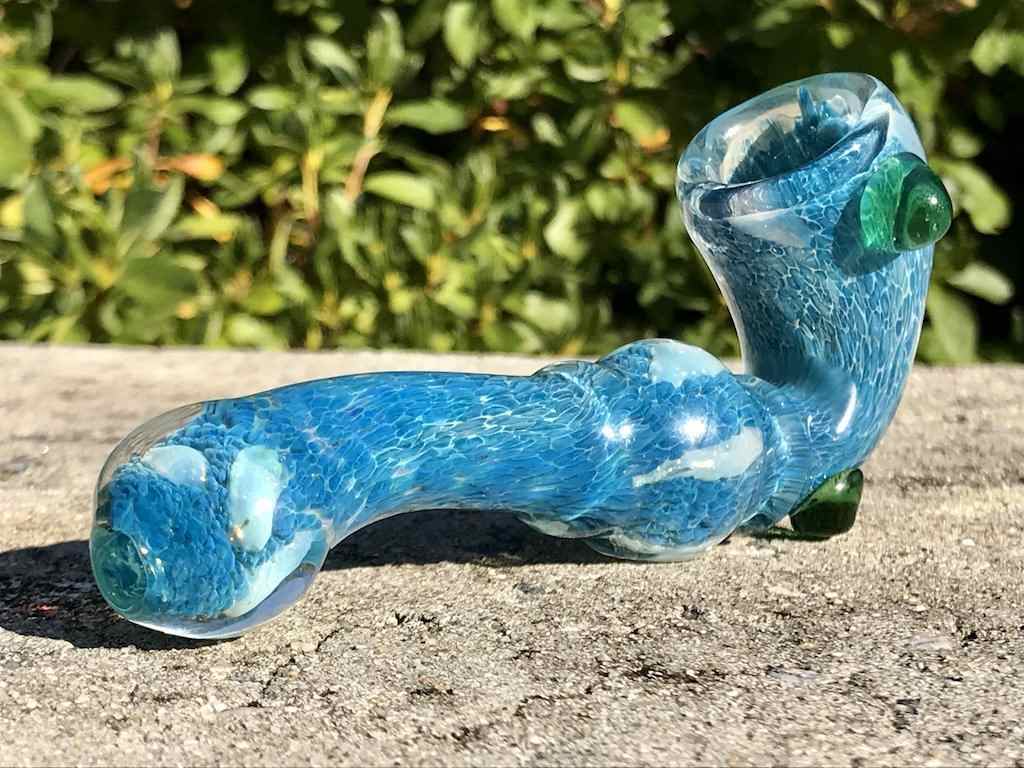 Fat Buddha Glass Pipe Inside Out Blue Sherlock Pipe