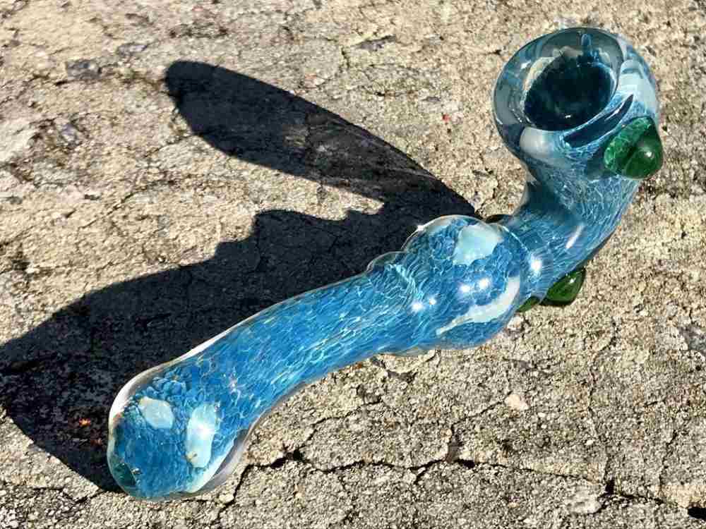 Fat Buddha Glass Pipe Inside Out Blue Sherlock Pipe