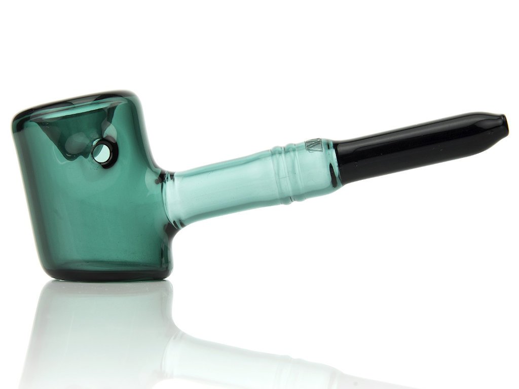 Amber 6 Poker Sherlock Pipe Grav Fat Buddha Glass