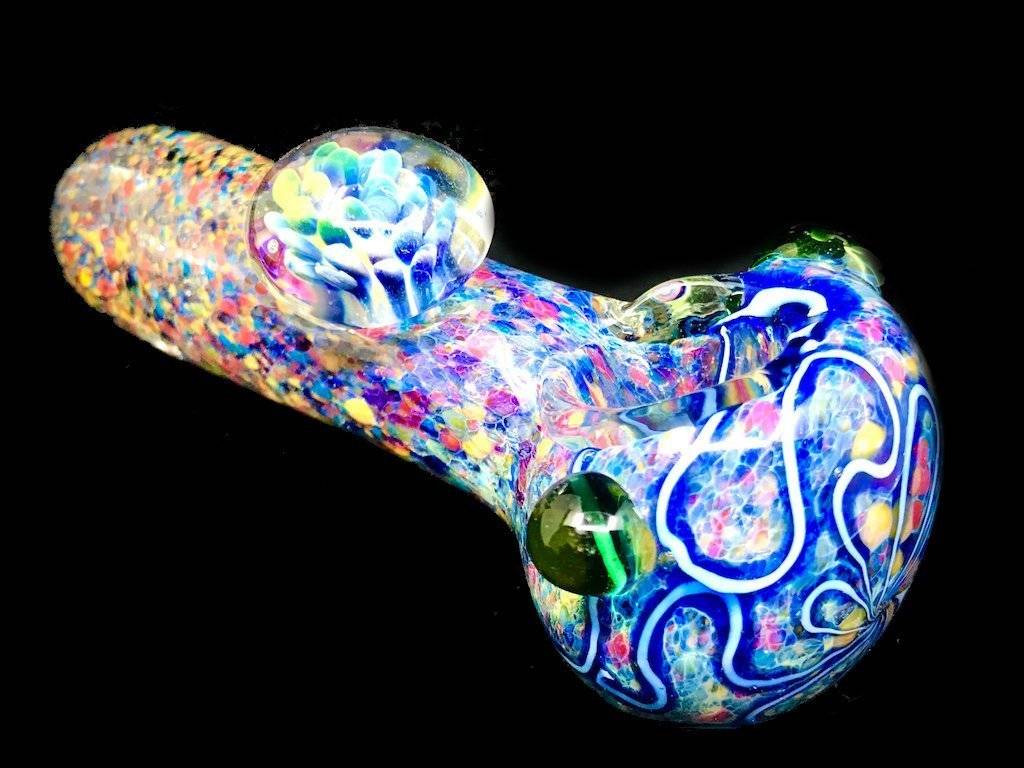 Fat Buddha Glass Pipe Marble Flower Pipe