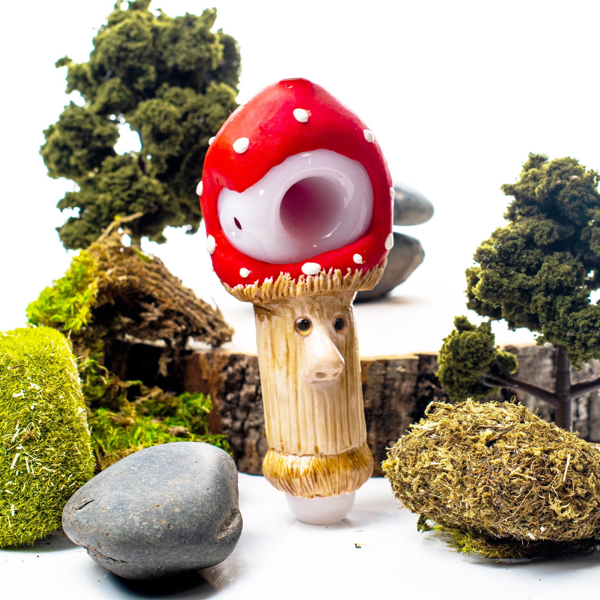 Mushroom Man Pipe Fat Buddha Glass