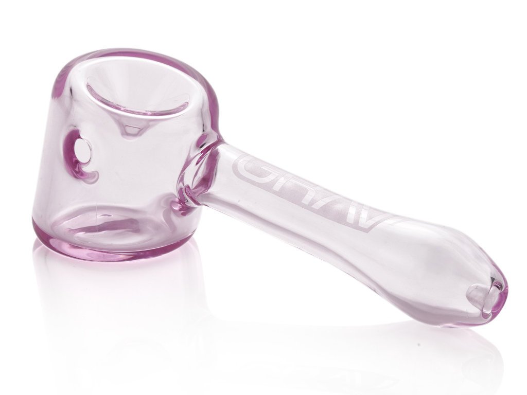 Pink Hammer Hand Pipe Grav Fat Buddha Glass
