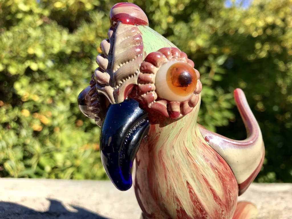 Fat Buddha Glass Pipe Polly the Parrot Pipe