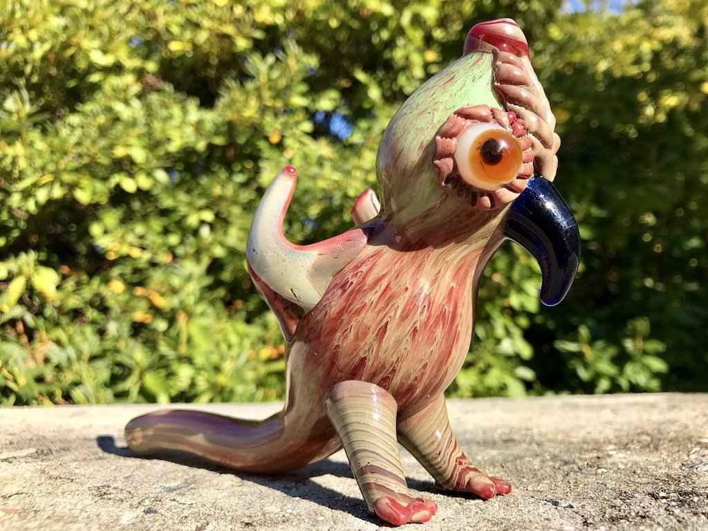 Fat Buddha Glass Pipe Polly the Parrot Pipe