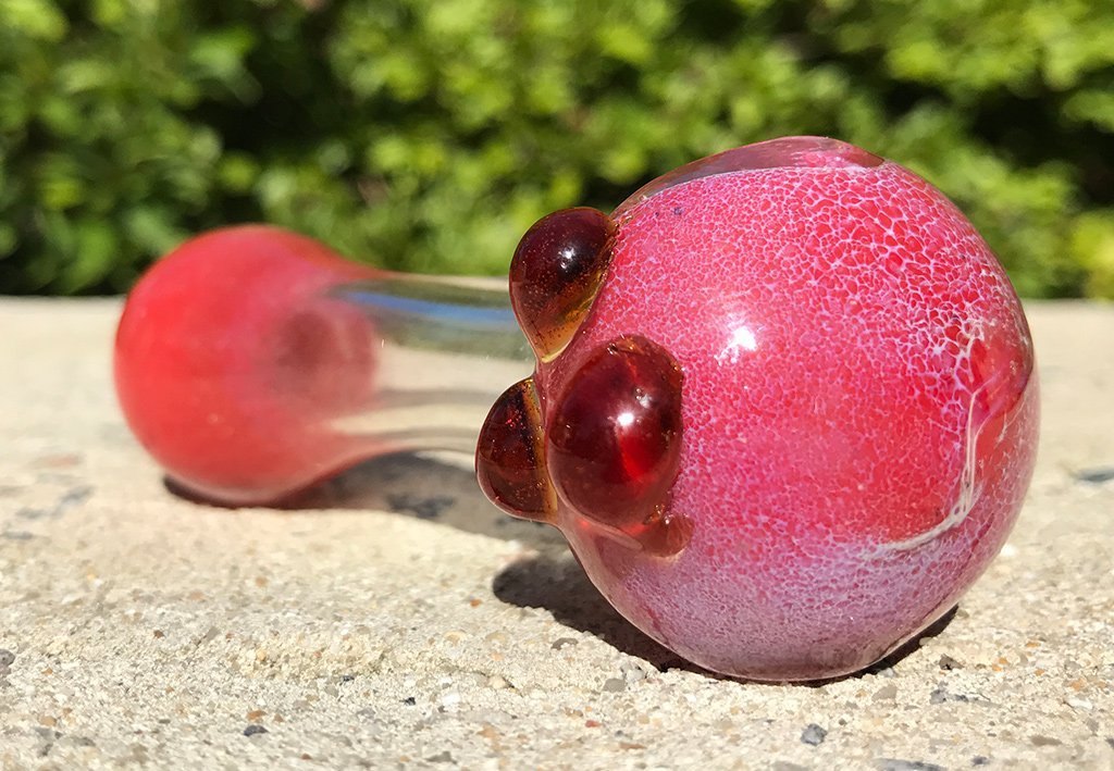 Red Color Changing Glass Pipe KS29