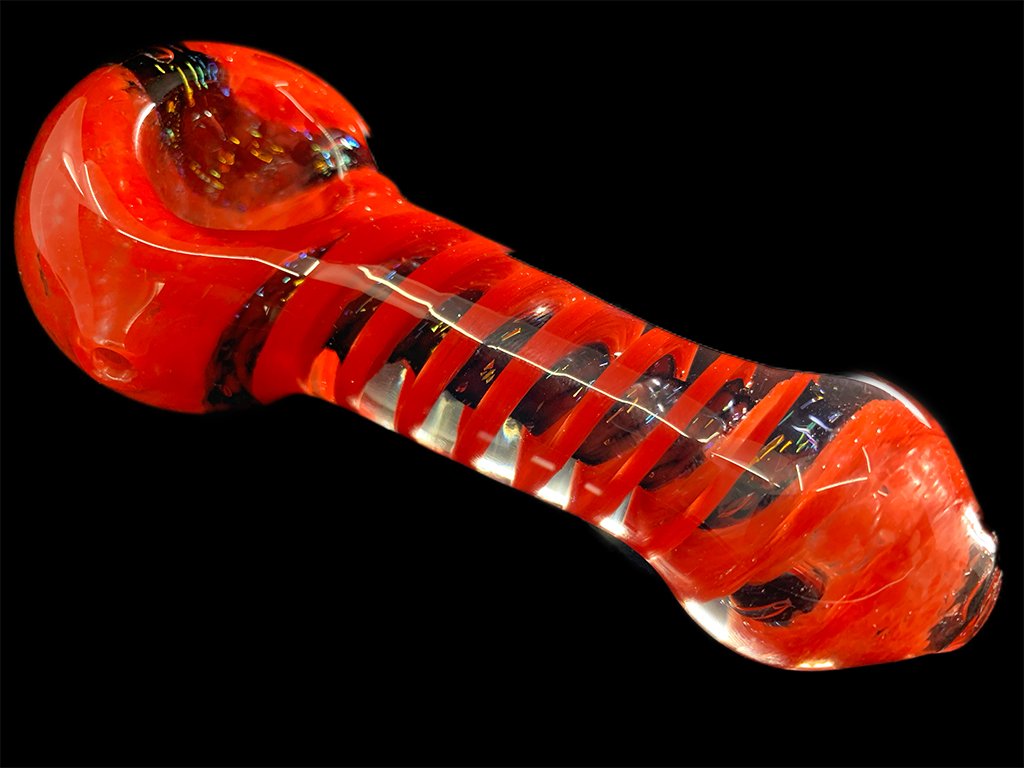 Red Dichroic Glass Pipe Fat Buddha Glass