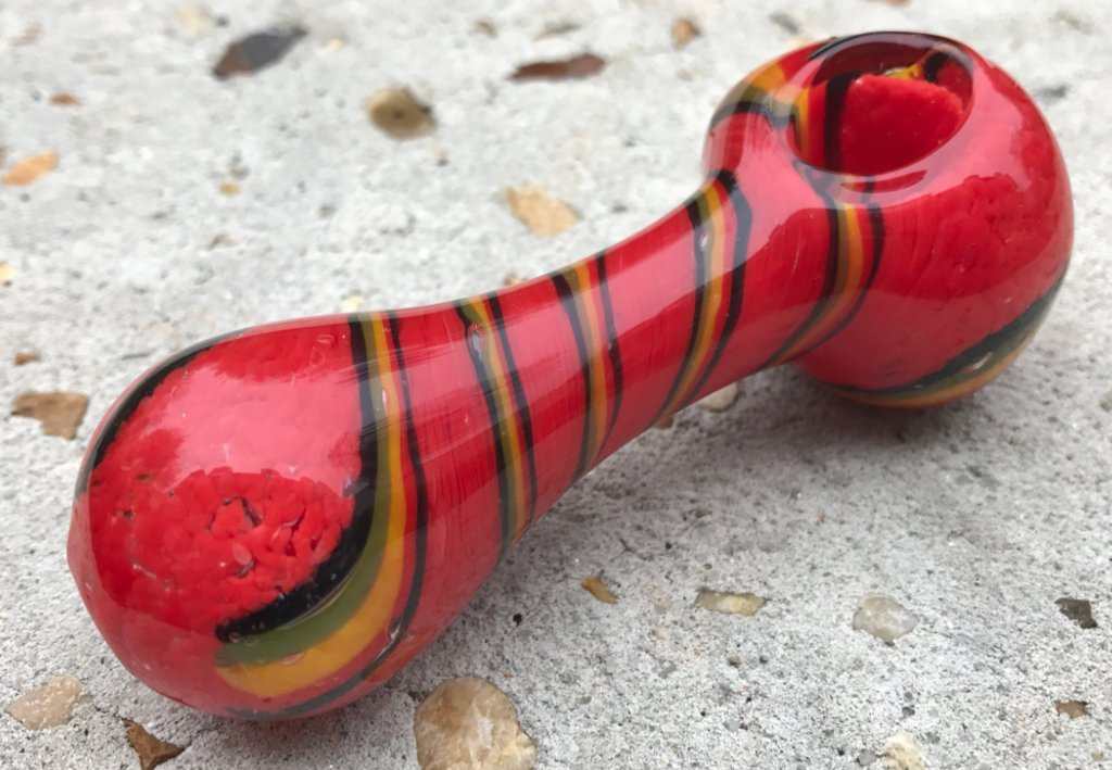 Fat Buddha Glass Pipe Red Rasta Glass Pipe