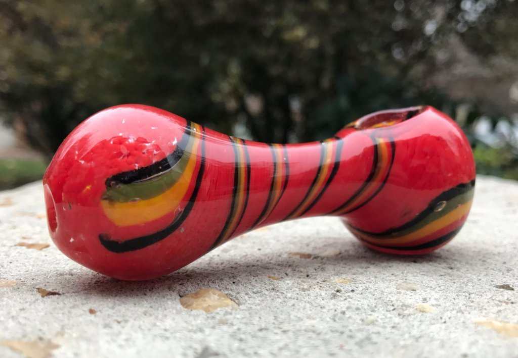 Fat Buddha Glass Pipe Red Rasta Glass Pipe