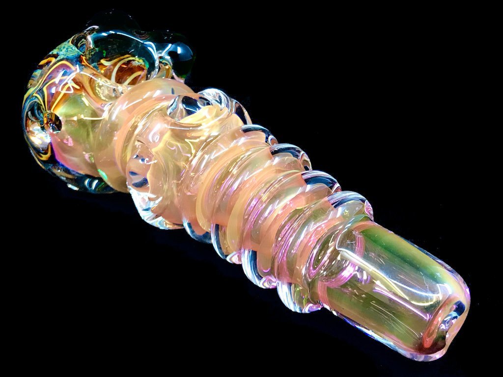 Ribbed Glass Pipe Fat Buddha Glass