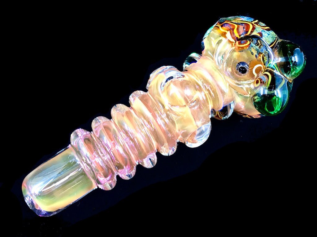 Ribbed Glass Pipe Fat Buddha Glass