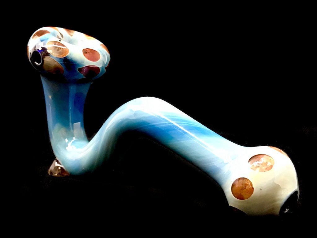 Fat Buddha Glass Pipe Sky Blue Sherlock Pipe