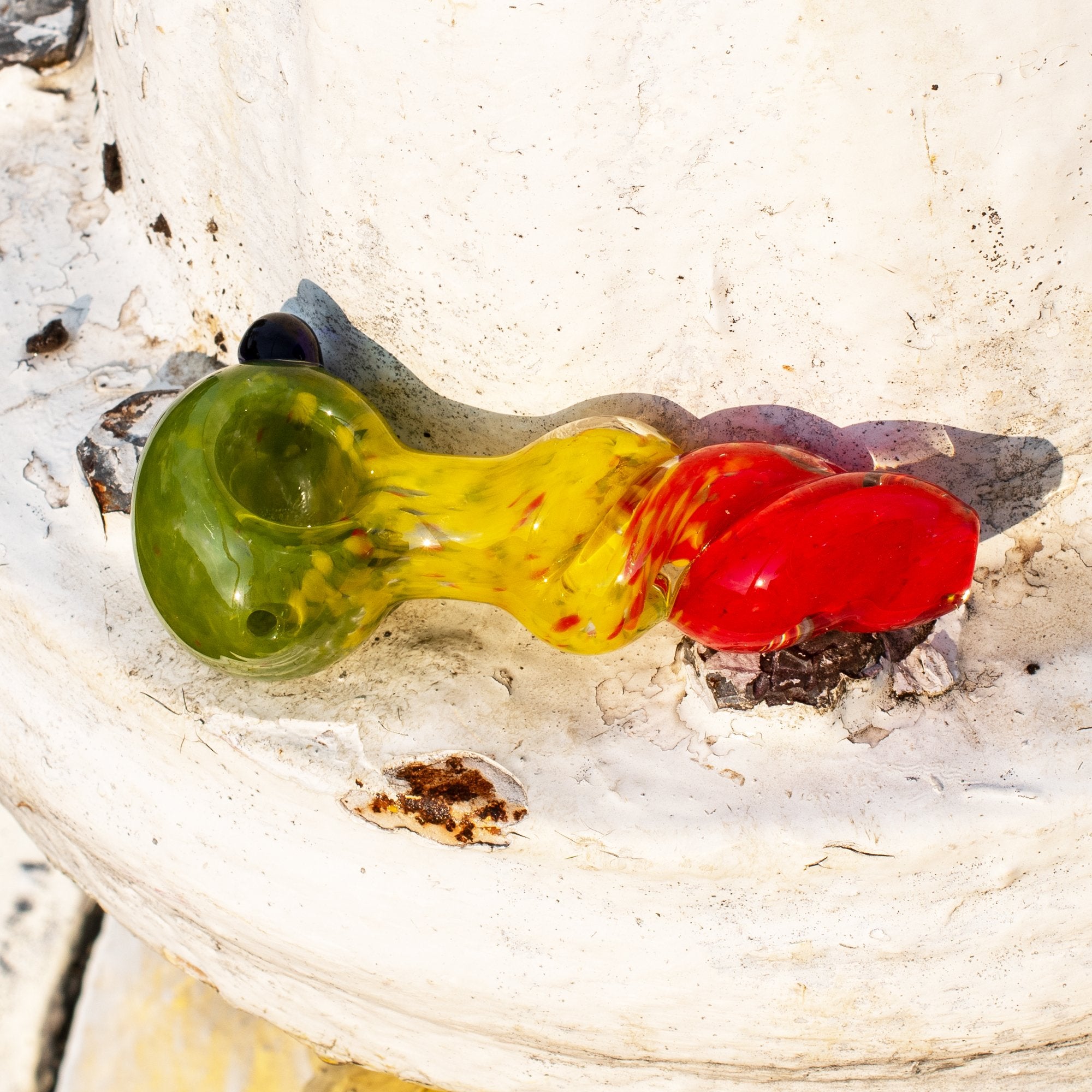 Fat Buddha Glass Pipe Twist Rasta Pipe