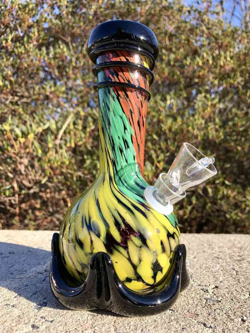 Fat Buddha Glass Rasta Color Vase Glass Bong