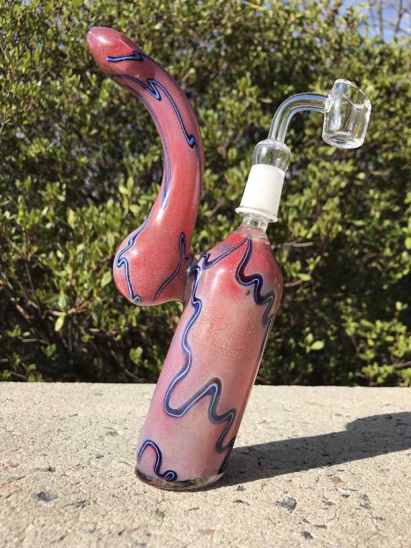 Fat Buddha Glass Red & Blue Bubbler with 14mm Quartz Banger