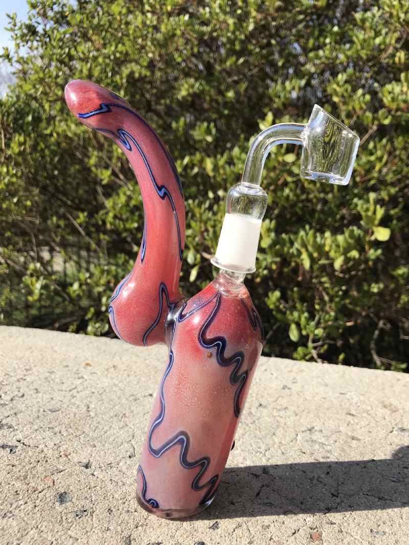 Fat Buddha Glass Red & Blue Bubbler with 14mm Quartz Banger