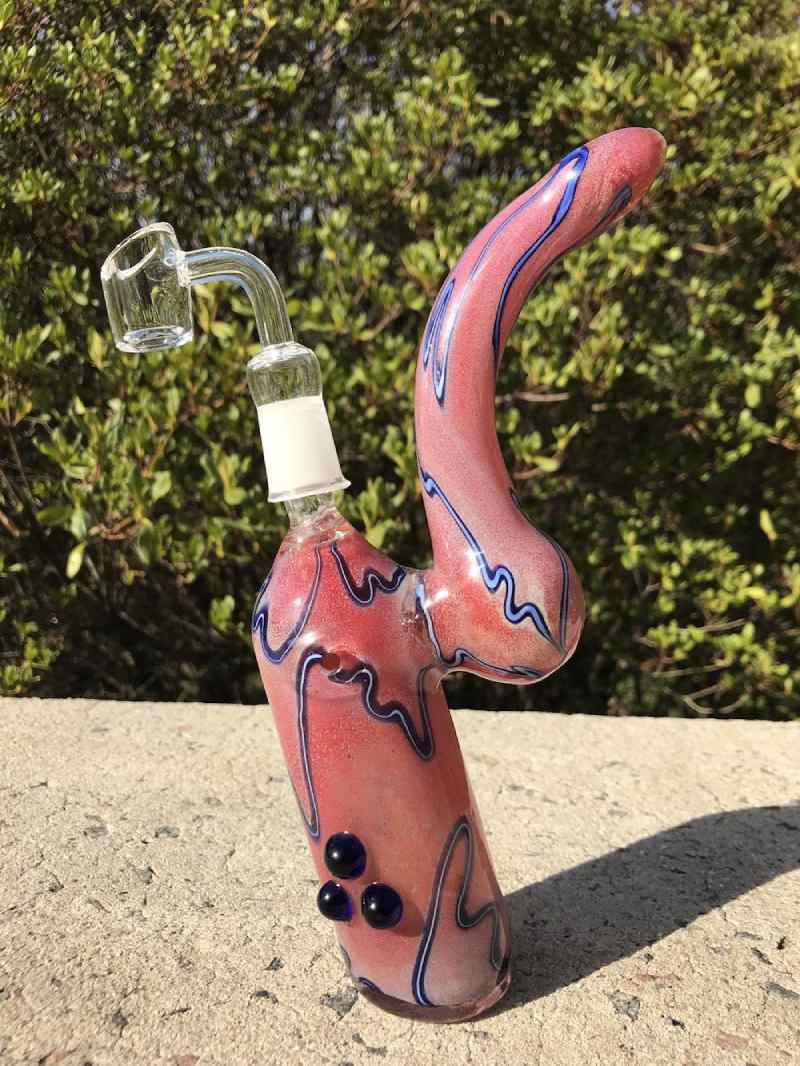 Fat Buddha Glass Red & Blue Bubbler with 14mm Quartz Banger