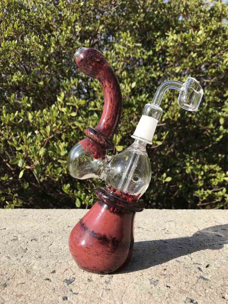 Fat Buddha Glass Red Bubbler with 14mm Quartz Banger