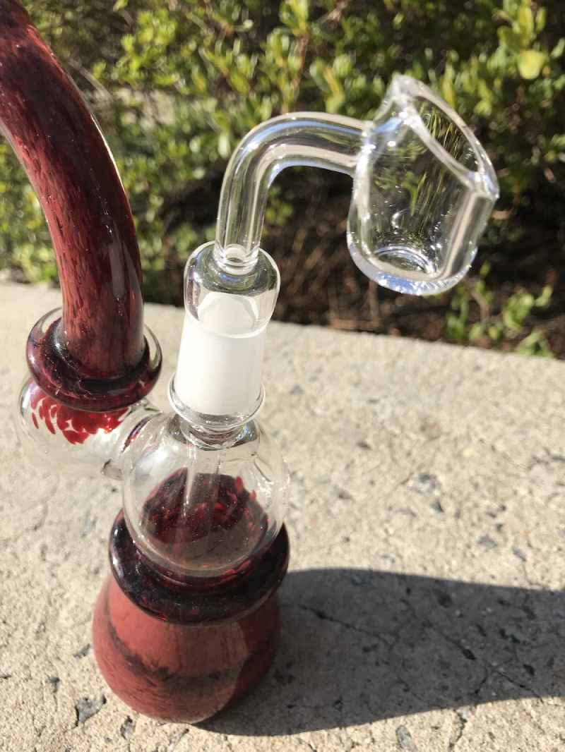 Fat Buddha Glass Red Bubbler with 14mm Quartz Banger