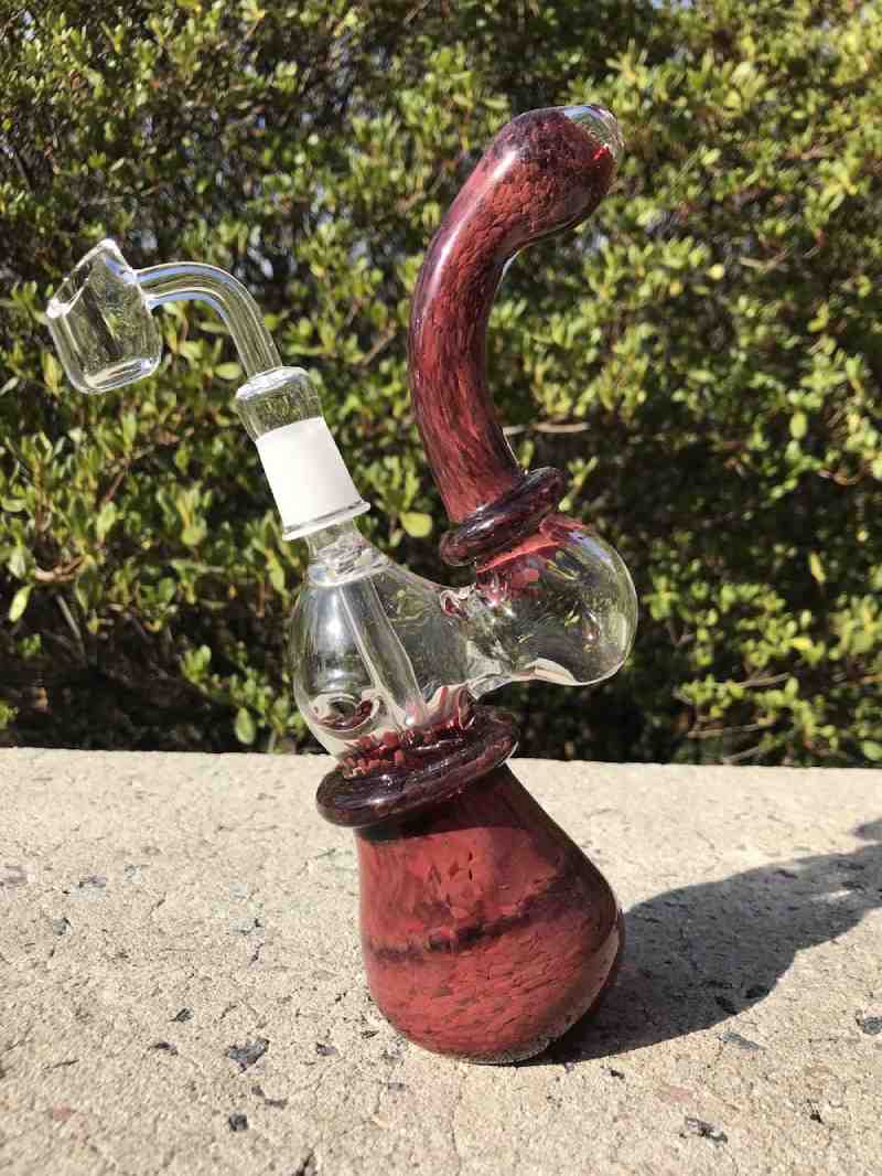 Fat Buddha Glass Red Bubbler with 14mm Quartz Banger