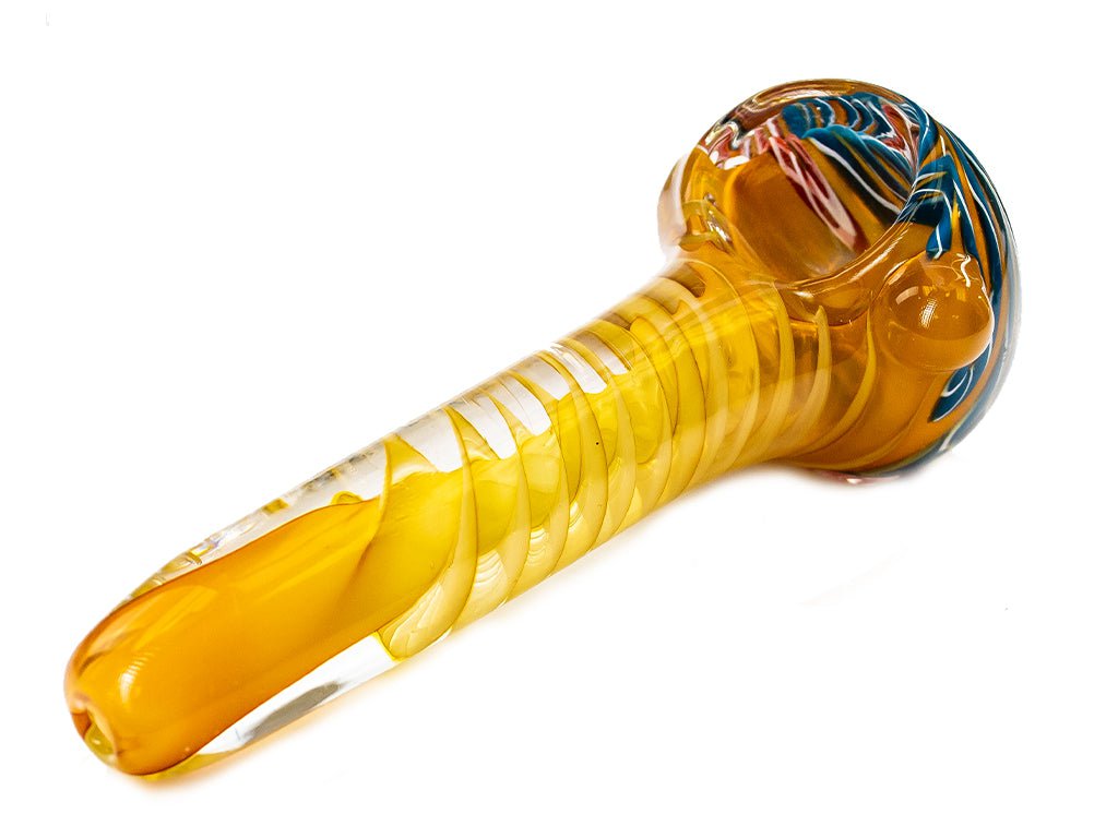 Fat Buddha Glass Swirly Gold Fumed Pipe