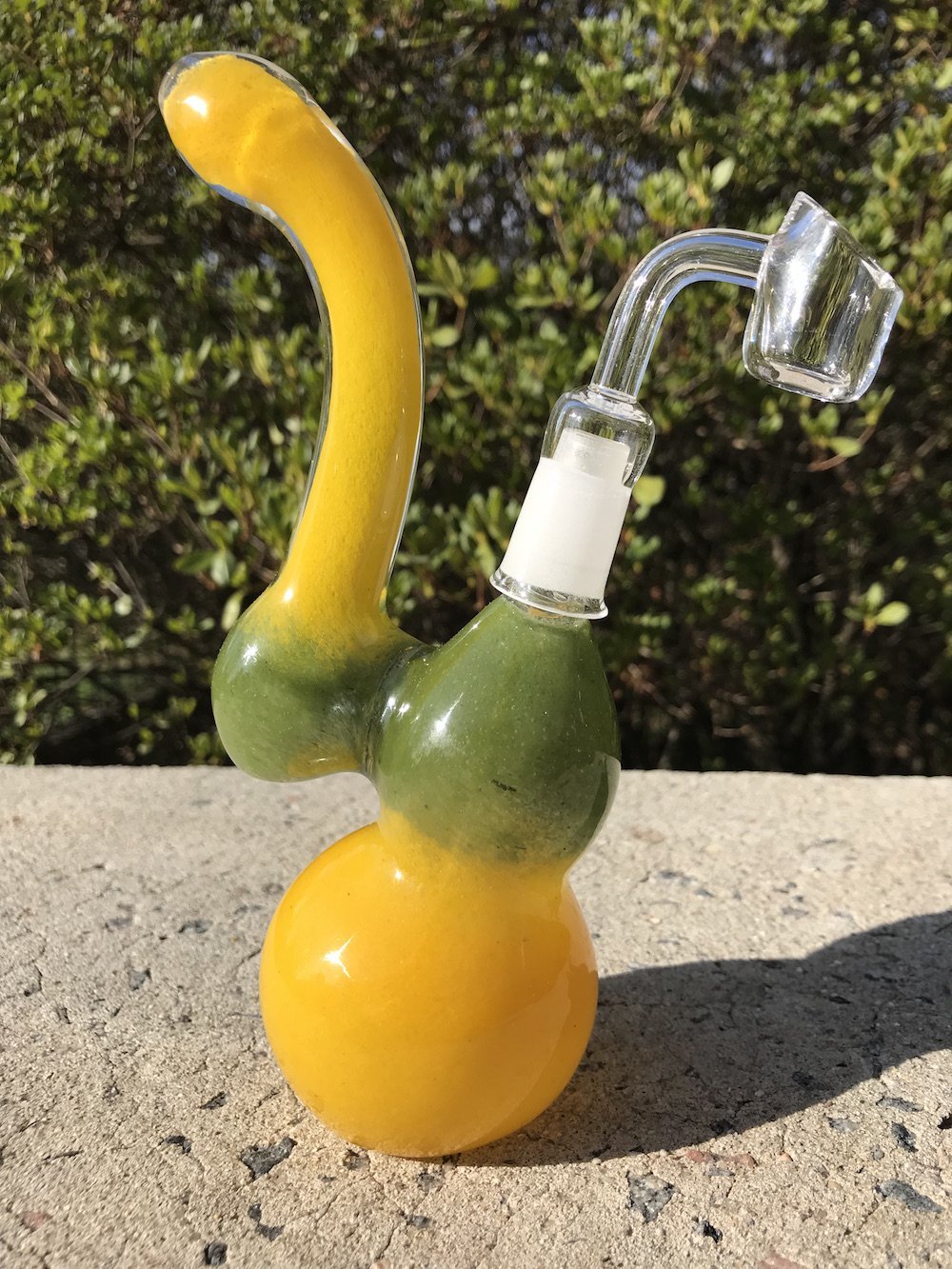 Yellow Bubbler with 14mm Quartz Banger