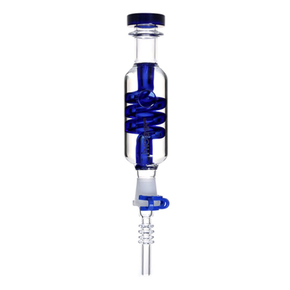 Dichroic Blue Bomber Glass Pipe - Fat Buddha Glass