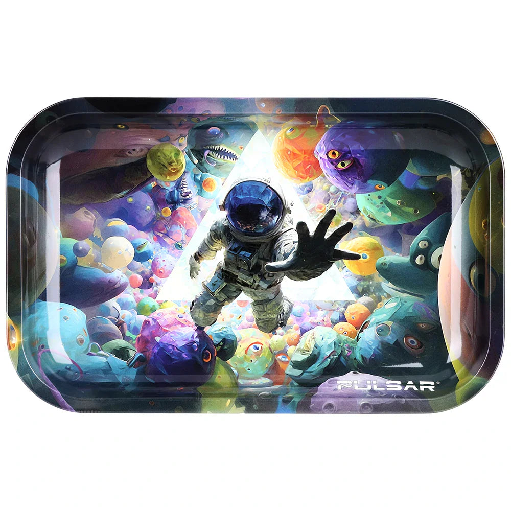 Fat Buddha Glass Accessories Psychedelic Spaceman Large Metal Rolling Tray  11x7in