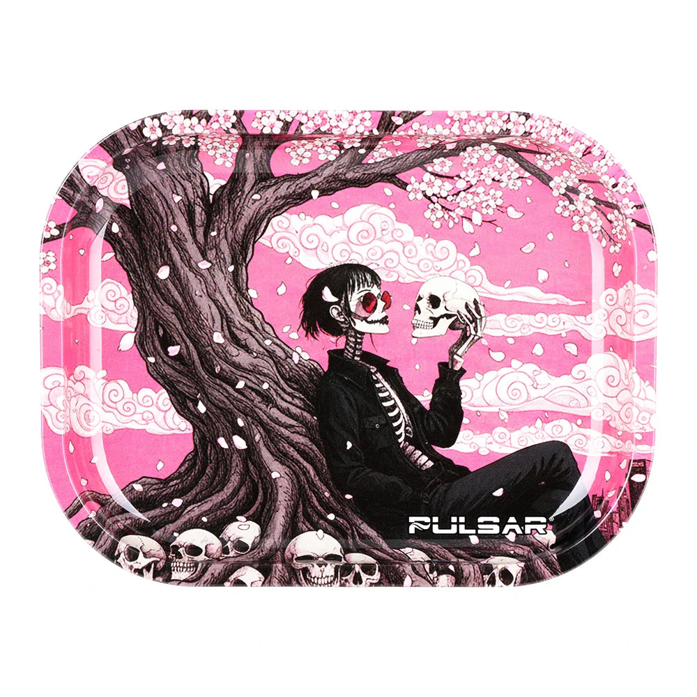 Pulsar Accessories Sakura Skull Mini Metal Rolling Tray 7in X 5.5in