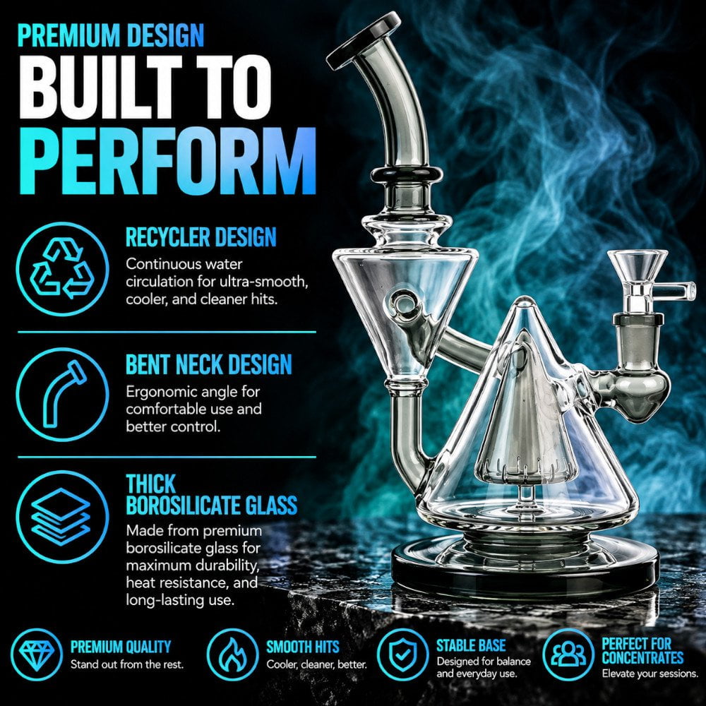 Fat Buddha Glass Bong 10" Cone Recycler Bong
