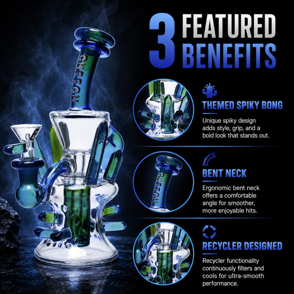Cheech Glass Bong 8in Spiky Bong
