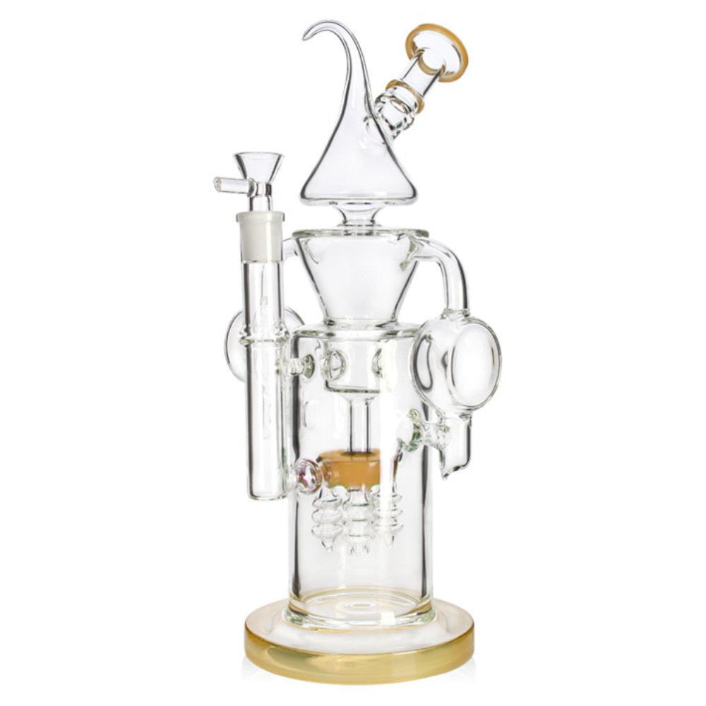 Fat Buddha Glass Bong Amber Headphone Recycler Bong