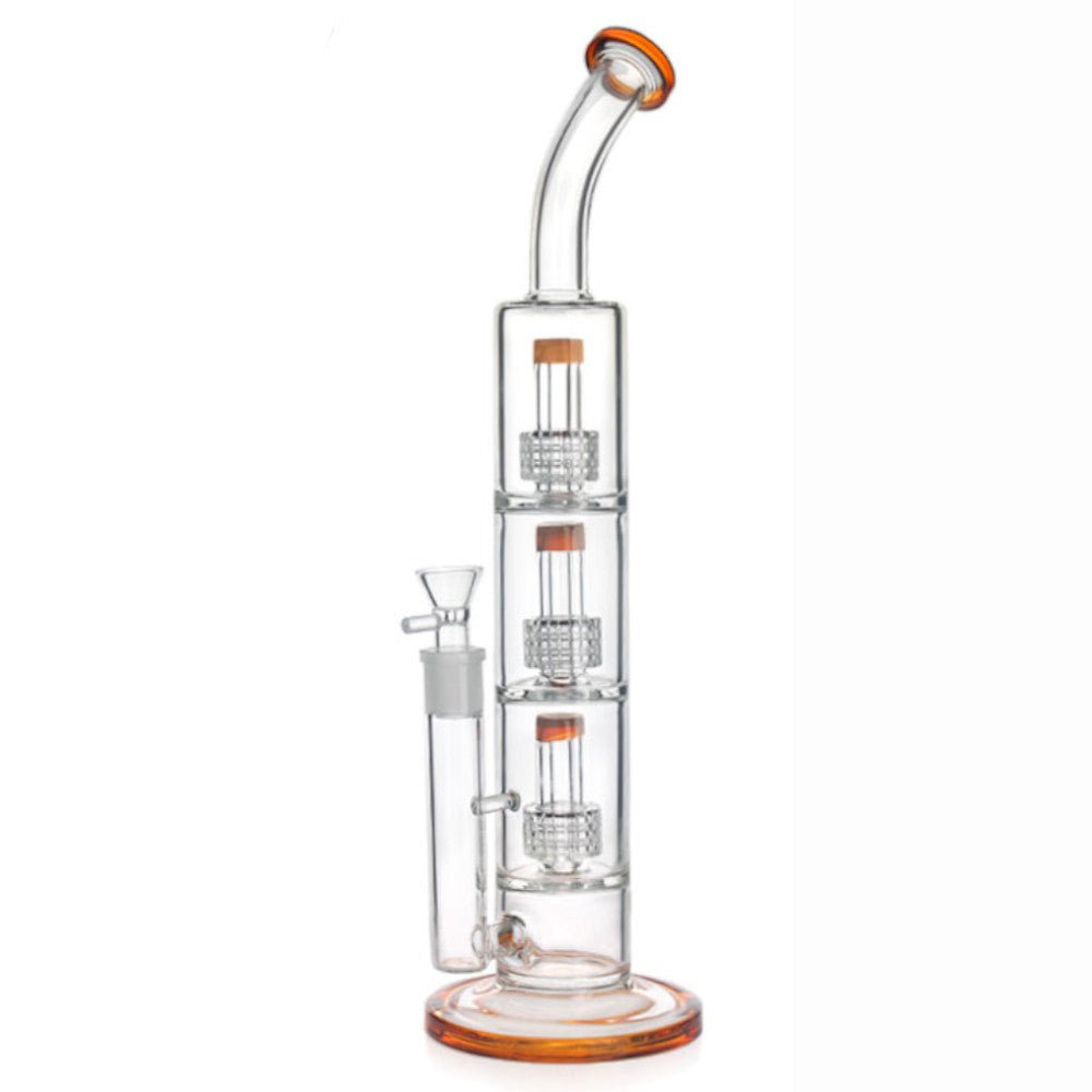 Fat Buddha Glass Bong Amber Triple Stack Matrix Bong